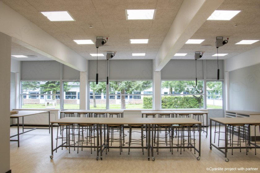 Cyanlite LED panel with integrated wireless sensor PIR motion sensor DALI